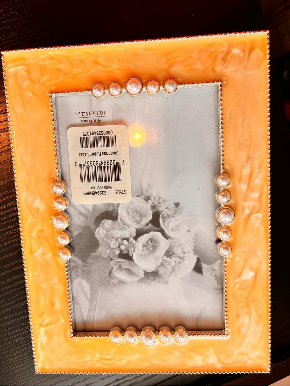 Pearl-Trim Orange Resin Photo Frame - Home Accents and frame bundle